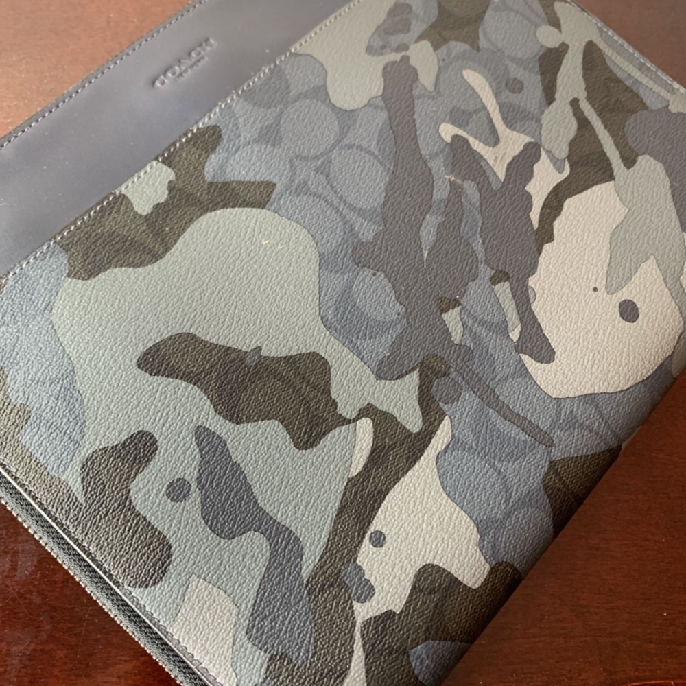 Coach Gray and Black Camouflage Tech Bag Signature Canvas